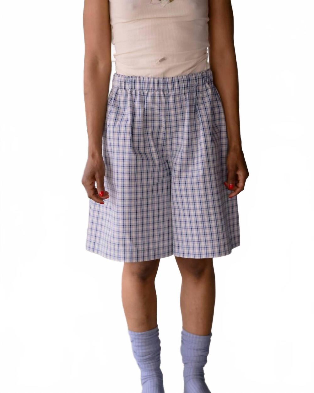NEW BASERANGE claude shorts in blue check